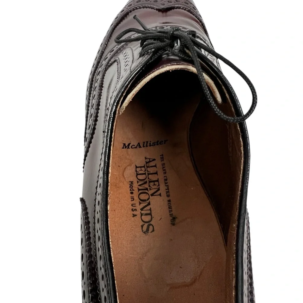 Allen Edmonds MCALLISTER Mens 11 A Wingtip Oxfords Brown Red Made In USA